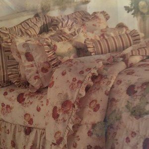NWT WAVERLY GARDEN ROOM NORFOLK ROSE COTTON FLORAL RUFFLE PILLOW SHAM - STANDARD
